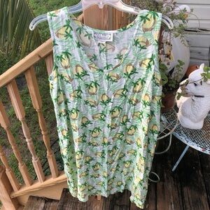 Key West Hand Print Fashions Palm Tree Dress XXL Sleeveless Rayon Vintage Y2K